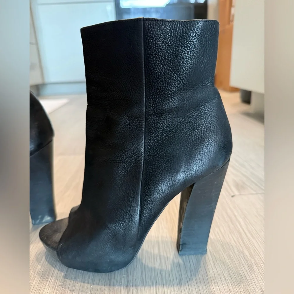 All Saints Black Peep-Toe Heeled Boots EU 39 - Picture 2 of 8